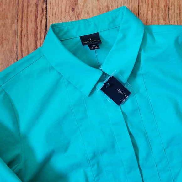 Worthington 3/4 Sleeve Career Blouse Green Medium - Picture 4 of 7